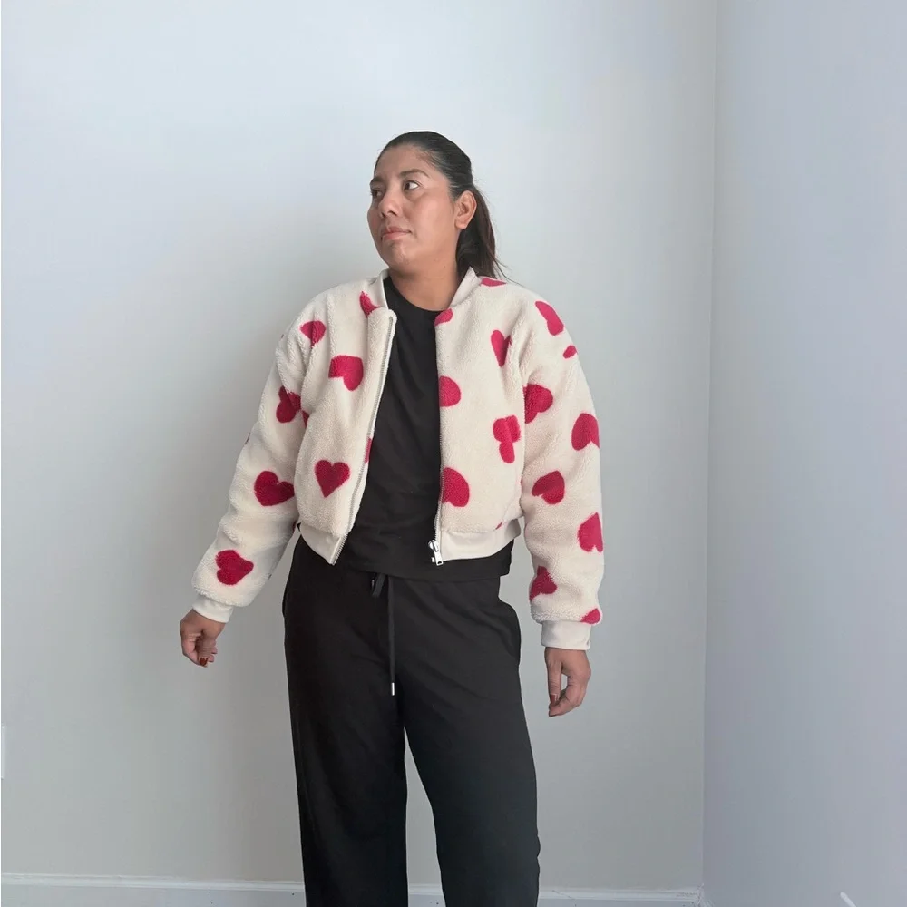 Heart Patterned Cream Jacket - Picture 1 of 3